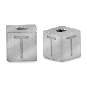 Roestvrij stalen (RVS) Stainless steel kralen letter T Zilver