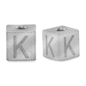 Roestvrij stalen (RVS) Stainless steel kralen letter K Zilver
