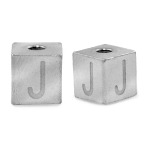 Roestvrij stalen (RVS) Stainless steel kralen letter J Zilver