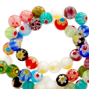 Millefiori kralen rond bloem 6mm Multicolour