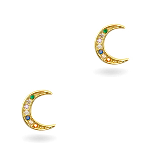 Zirkonia brass elements rainbow moon Gold