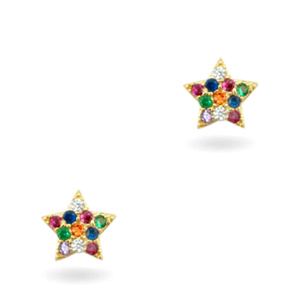 Zirkonia brass elements rainbow little star Gold