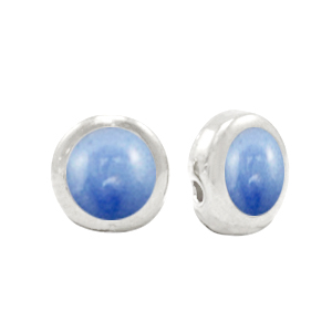 Kralen DQ metaal Pearl blue-antique silver (nikkelvrij)