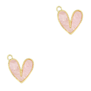 Resin hangers hart Gold-light pink