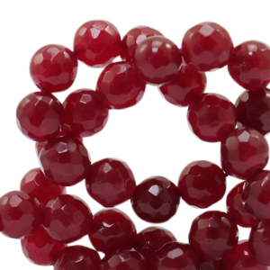 8 mm natuursteen kralen Jade facet geslepen Bordeaux red