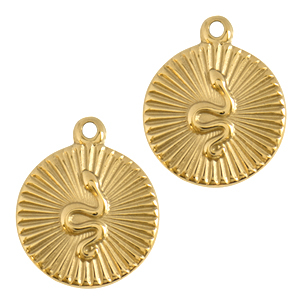 Roestvrij stalen (RVS) Stainless steel bedels slang Goud