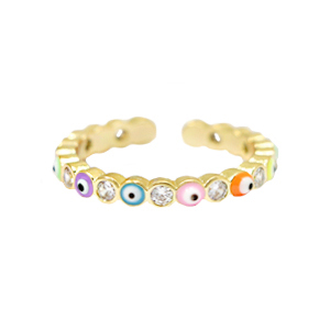 Musthave ringen enamel boze oog Multicolour-gold