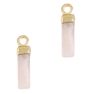 Natuursteen hangers kwarts tube Rose alabaster crystal-gold