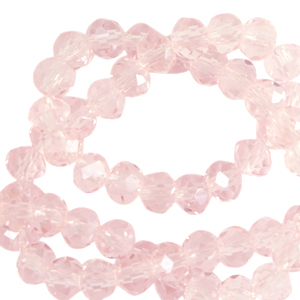 Top Facet kralen 6x4 mm disc Primrose pink-pearl shine coating