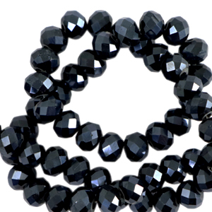 Top Facet kralen 4x3 mm disc Black-pearl shine coating