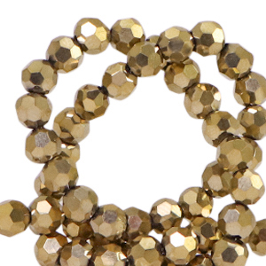 Top Facet kralen rond 4mm Antique gold metallic-pearl shine coating