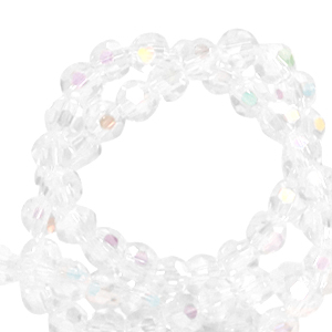 Top Facet kralen rond 4mm Crystal-AB coating