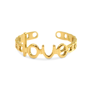 Roestvrij stalen (RVS) Stainless steel ringen Love Goud