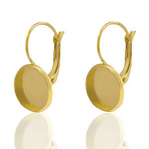 Roestvrij stalen (RVS) Stainless steel onderdelen oorbellen voor cabochon 12mm Goud