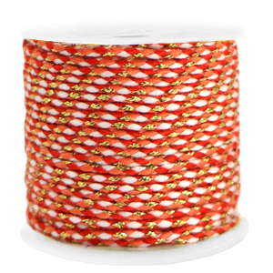 Trendy koord gevlochten 2mm Gold-orange red white