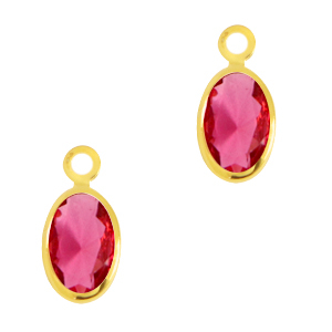 Hangers van crystal glas ovaal Ruby pink-gold