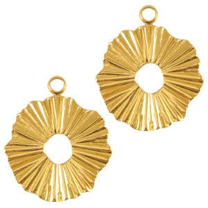 Roestvrij stalen (RVS) Stainless steel bedels 17mm Goud