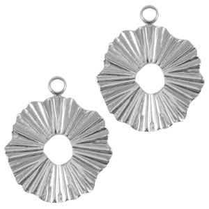 Roestvrij stalen (RVS) Stainless steel bedels 17mm Zilver