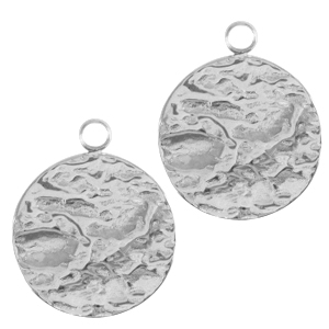 Roestvrij stalen (RVS) Stainless steel bedels 14mm Zilver