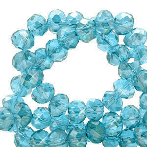Top Facet kralen 3x2mm disc Lagoon blue-pearl shine coating