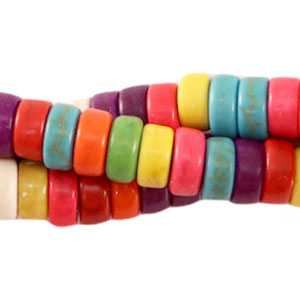 Natuursteen kralen howliet disc 8x3mm Multicolour