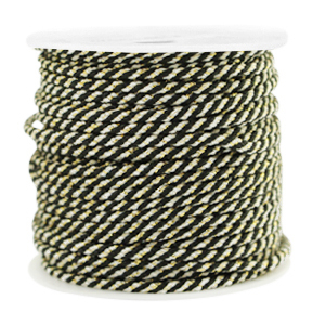 Macram&eacute; draad twisted 1.5mm Gold-black white