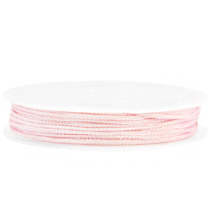 Macram&eacute; draad gevlochten 1mm Soft pink metallic