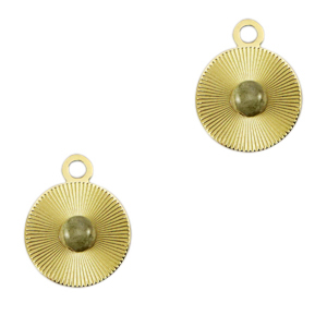 Roestvrij stalen (RVS) Stainless steel bedels 12mm met natuursteen Gold-horizon gray