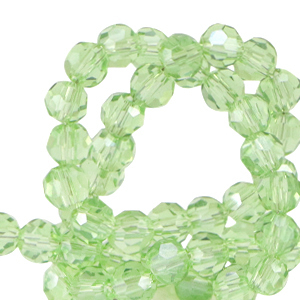 Top Facet kralen rond 4mm Citrus green-pearl shine coating