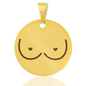 Roestvrij stalen (RVS) Stainless steel bedels borsten Goud