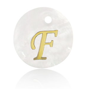 Schelp hangers specials letter F Gold-white (natuurlijke kleur)