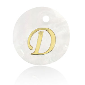 Schelp hangers specials letter D Gold-white (natuurlijke kleur)