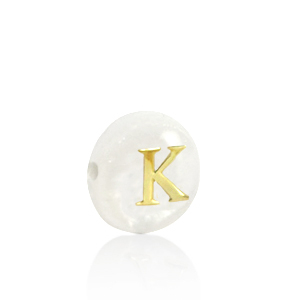 Schelp kralen letter K Gold-white (natuurlijke kleur)