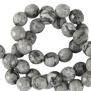 Natuursteen kralen dolomiet 8mm facet geslepen Adagio grey