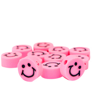 Polymeer kralen smiley Pink