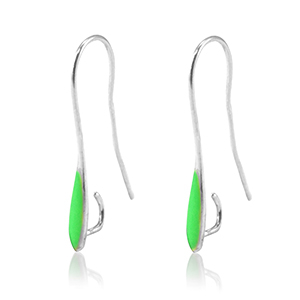 Onderdelen DQ metaal oorbellen / oorhangers Antiek zilver-neon green (nikkelvrij)