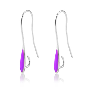 Onderdelen DQ metaal oorbellen / oorhangers Antiek zilver-purple (nikkelvrij)