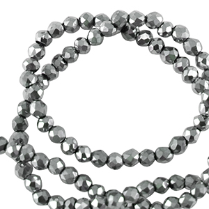 Top Facet kralen rond 2mm Silver-pearl shine coating