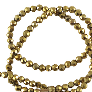 Top Facet kralen rond 2mm Gold metallic-pearl shine coating