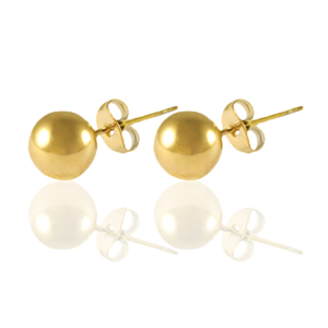 Roestvrij stalen (RVS) Stainless steel oorbellen / oorstekers 6mm Goud