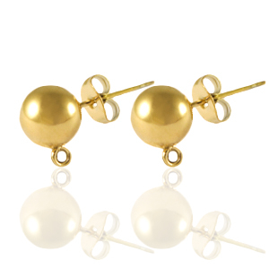 Roestvrij stalen (RVS) Stainless steel oorbellen / oorstekers met oogje 8mm Goud