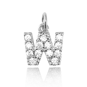 Brass TQ metaal bedels initial W Silver