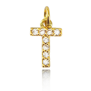 Brass TQ metaal bedels initial T Gold