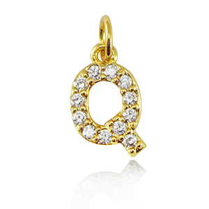 Brass TQ metaal bedels initial Q Gold