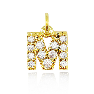 Brass TQ metaal bedels initial M Gold