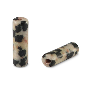 Natuursteen kralen dalmation stone  tubes Greige