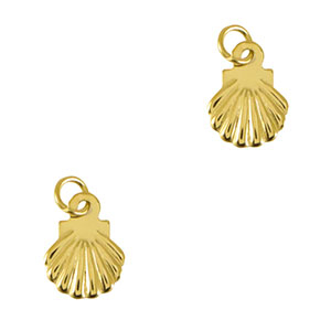 Roestvrij stalen (RVS) Stainless steel bedels schelp Gold