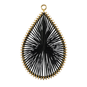 Gehaakte hanger met macram&eacute; draad druppel Gold-black