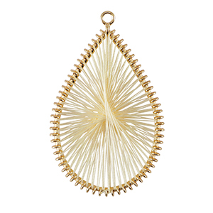 Gehaakte hanger met macram&eacute; draad druppel Gold-off white