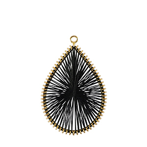 Gehaakte hanger met macram&eacute; draad druppel Gold-black